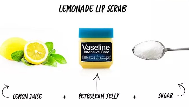 cách tẩy tế bào chết môi bằng vaseline và chanh