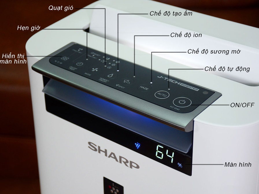 Máy lọc không khí tạo ẩm Sharp KC-G40EV-W hỗ trợ vận hành êm ái