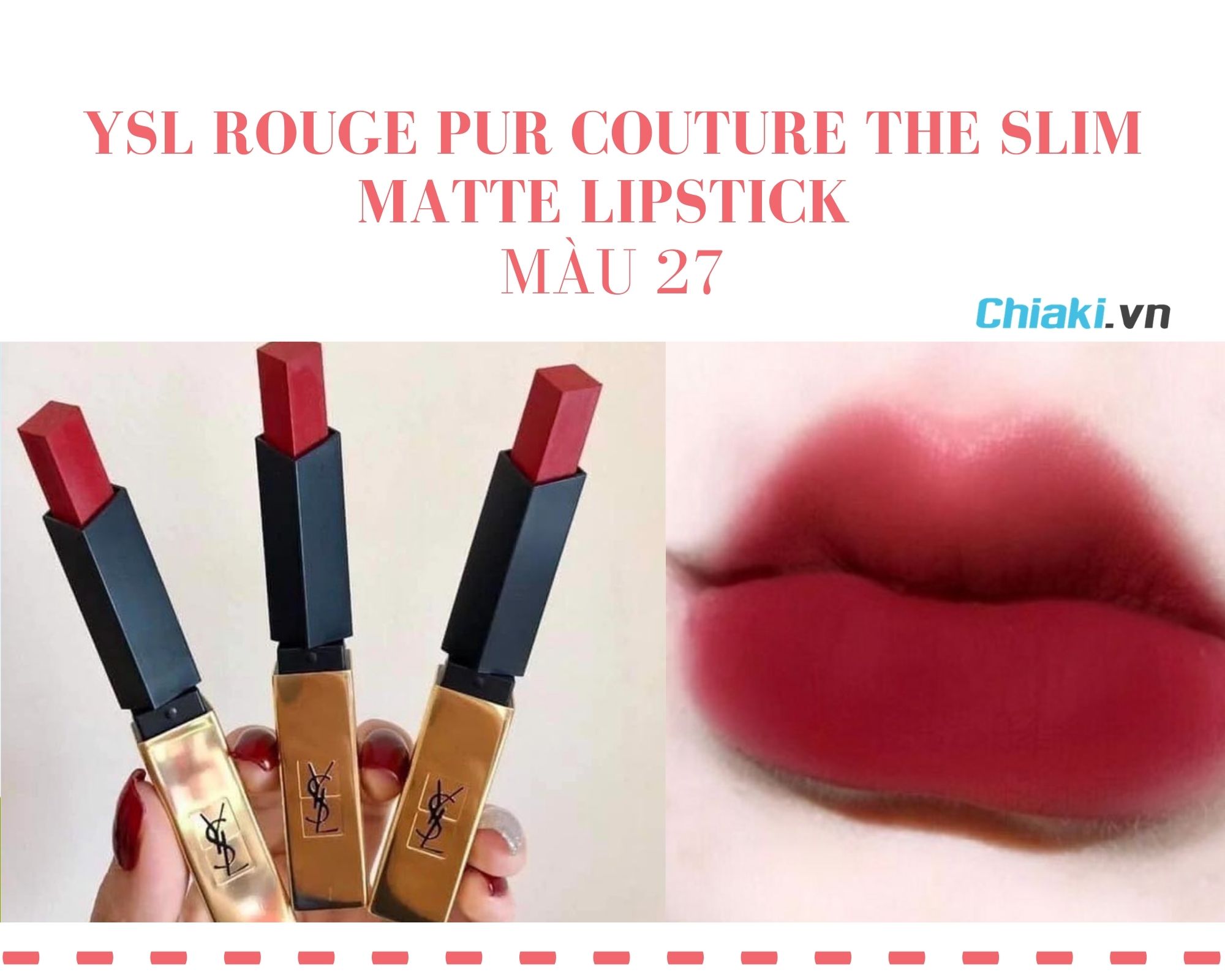 Son môi YSL Rouge Pur Couture The Slim Matte Lipstick màu đỏ lạnh