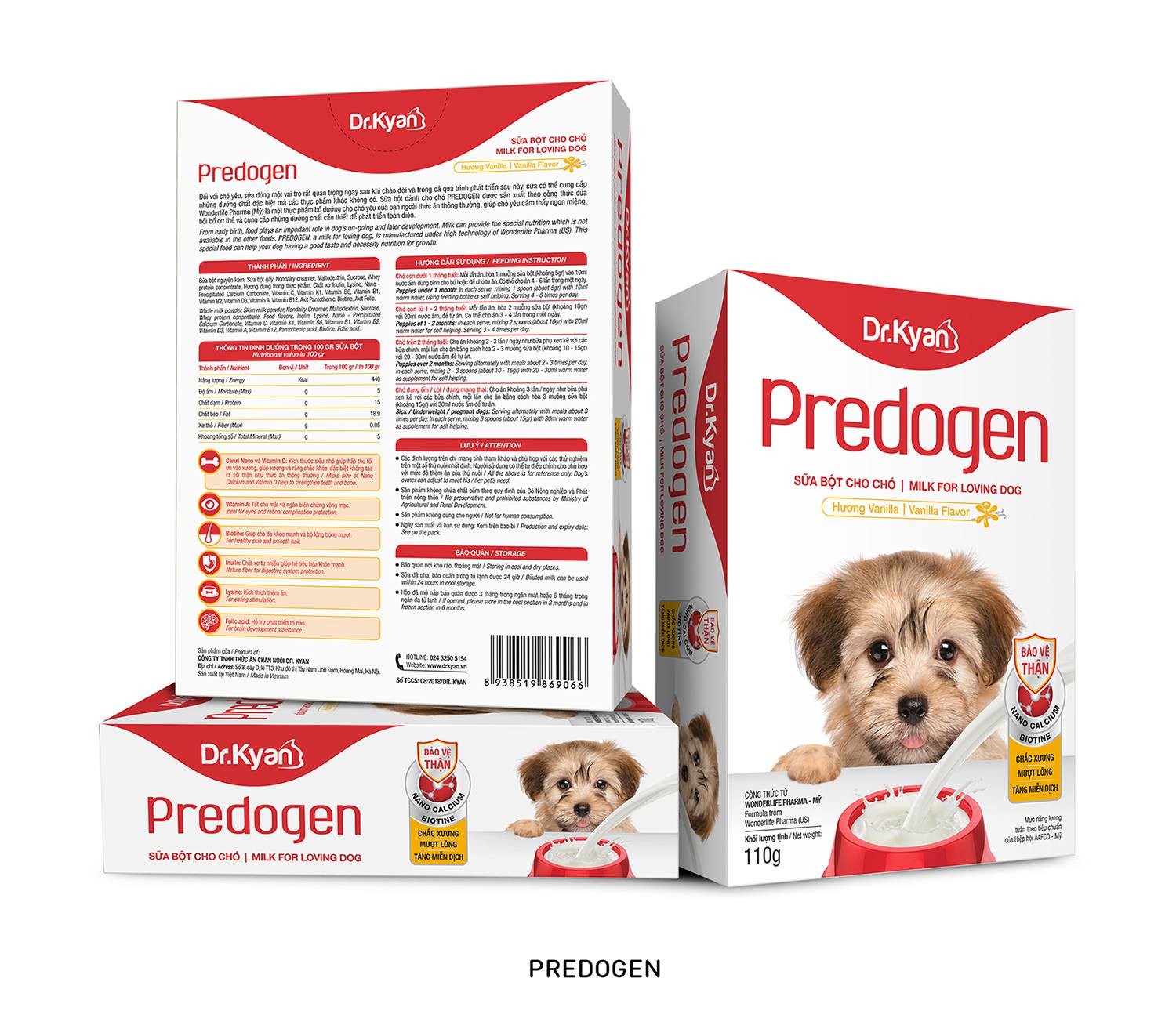 Sữa bột cho chó con Dr.Kyan Predogen sử dụng được cho chó con 1 tháng tuổi