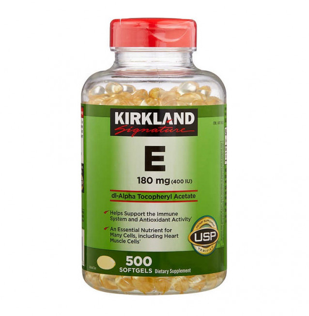 Vitamin E 400 IU 500 viên Kirkland của Mỹ nắp đỏ
