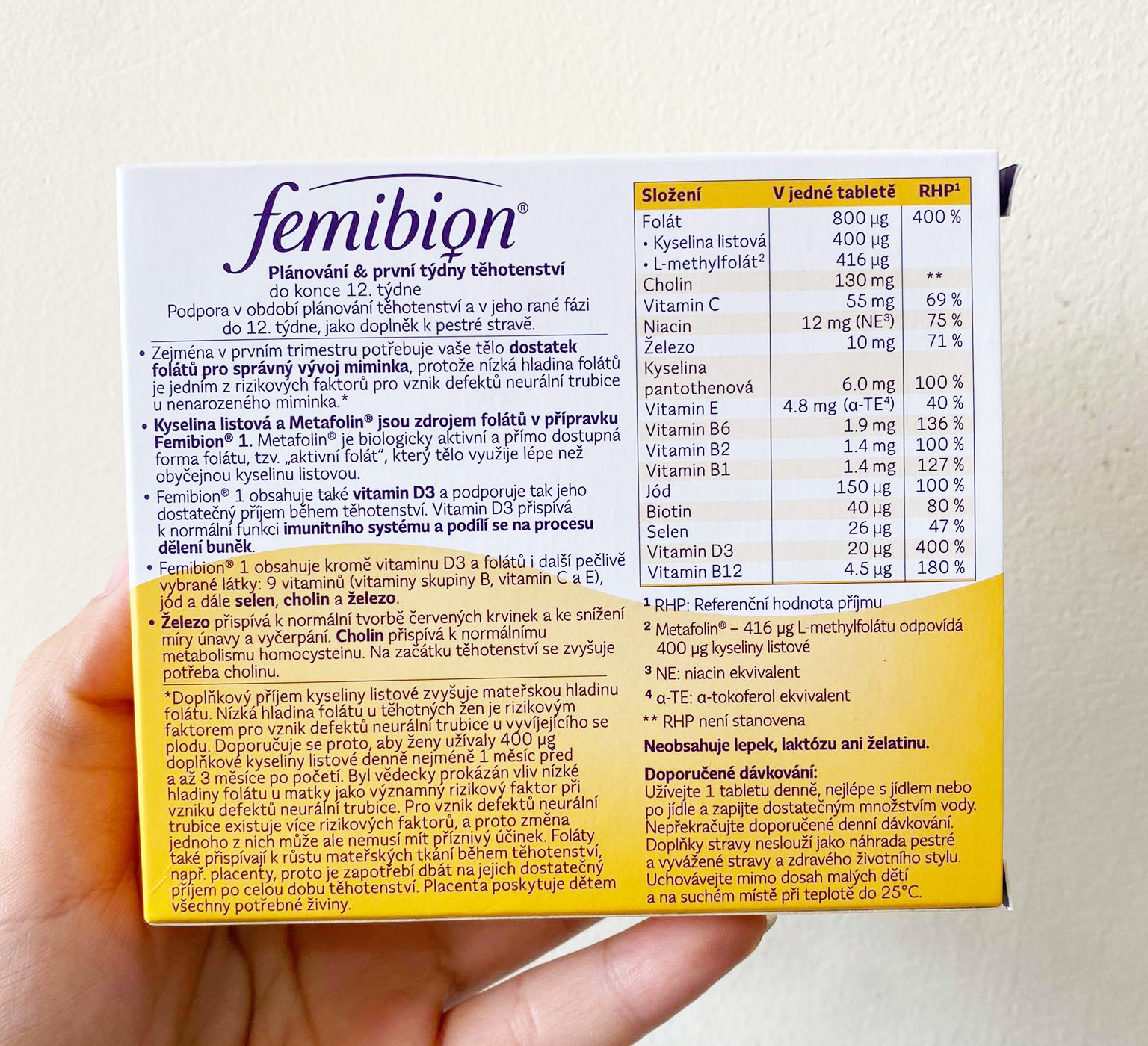 Thành phần của vitamin tổng hợp Femibion 1