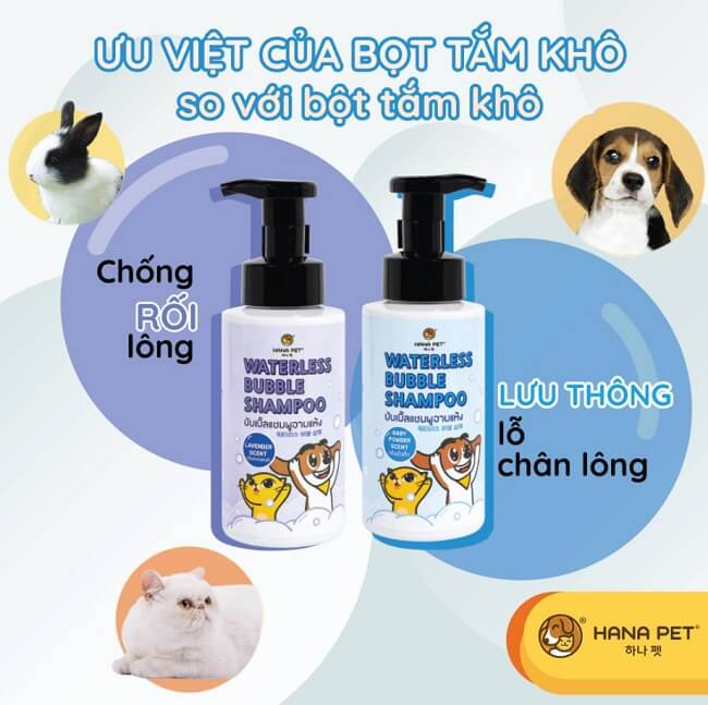 Sữa tắm khô cho mèo Hana Pet
