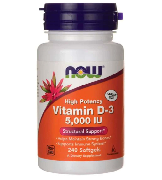 Viên uống Vitamin D3 5000 IU Now lọ 240 viên nang mềm