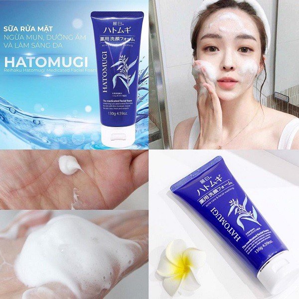 Sữa rửa mặt ngừa mụn Hatomugi The Medicated Facial Foam 130g
