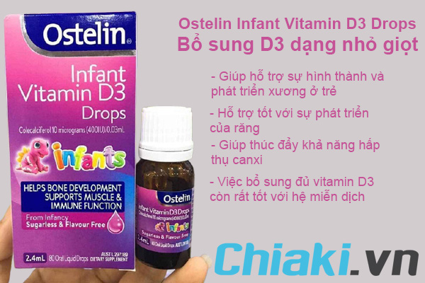 Ostelin Infant Vitamin D3 Drops của Úc cho trẻ từ 0 – 12 tuổi