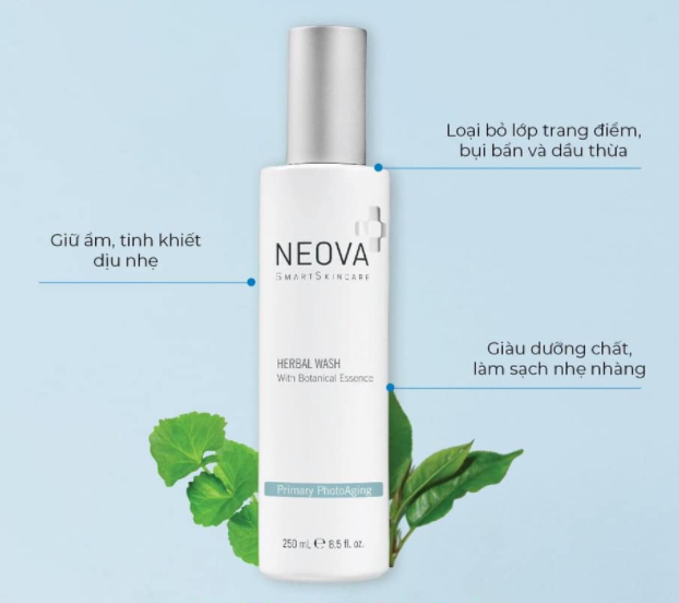 Sữa rửa mặt tẩy trang Neova Herbal Wash cho da nhạy cảm