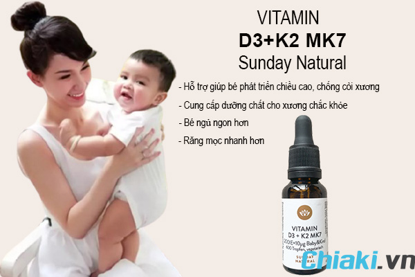 Vitamin D3 K2 MK7 Sunday Natural của đức cho bé sơ sinh