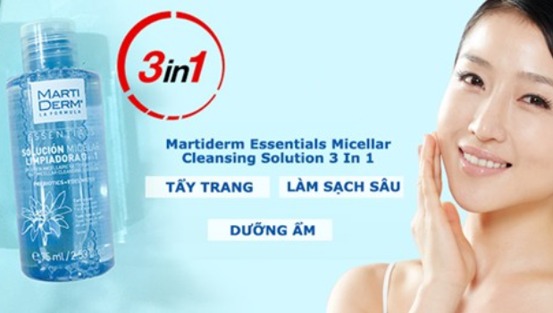 Nước tẩy trang 3in1 Martiderm Essentials Micellar Cleansing Solution