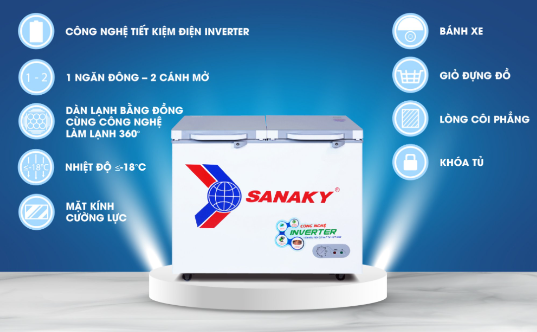 Tủ đông Sanaky Inverter 250 lít VH-2599A4K 