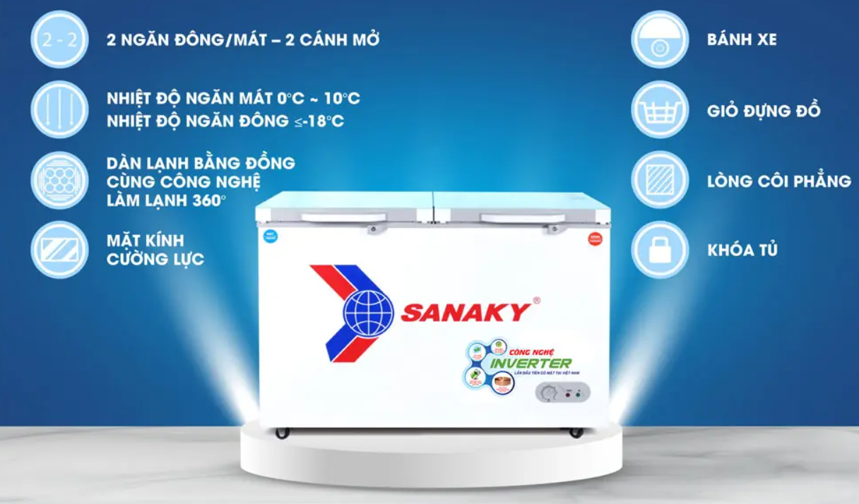Tủ đông Sanaky Inverter 400 lít VH-4099W4KD