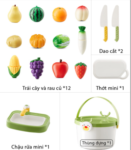 Chi tiết bộ đồ chơi cắt hoa quả và rau củ KUB