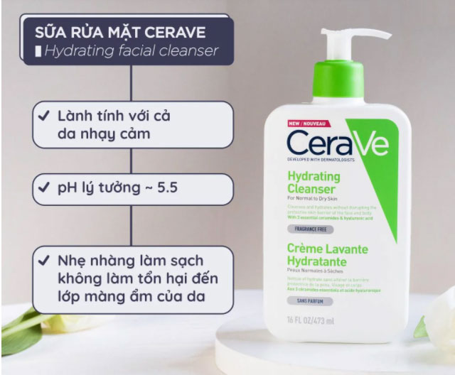 Công dụng của sữa rửa mặt CeraVe Hydrating cleanser