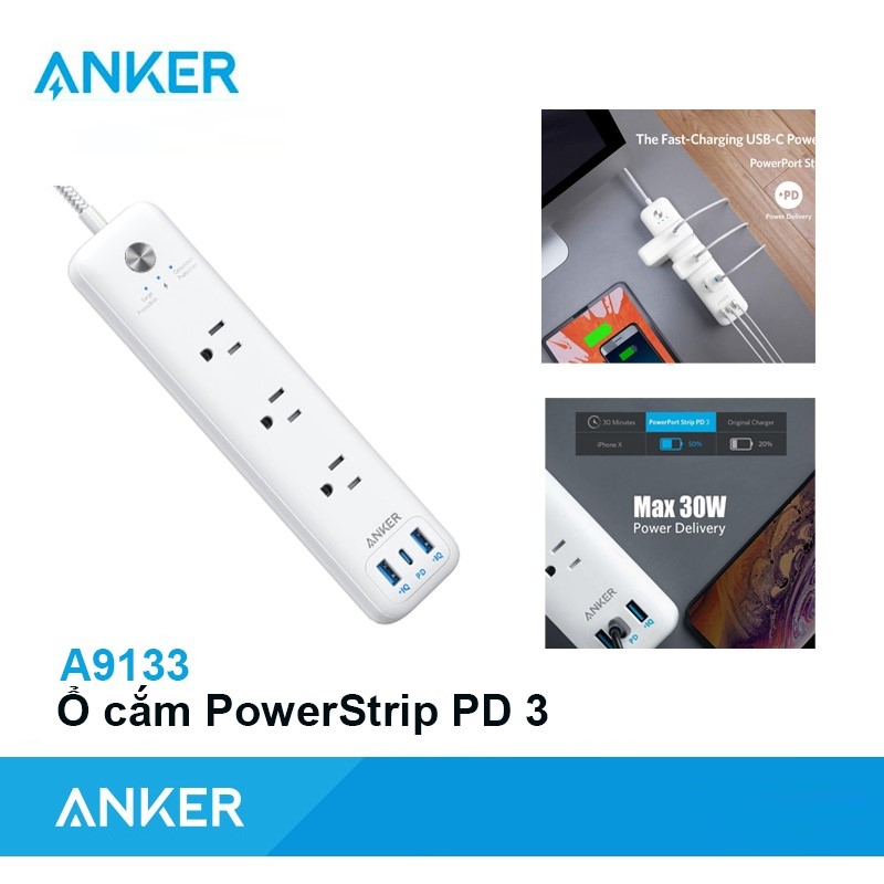 Ổ cắm điện Anker PowerStrip PD3 - A9133