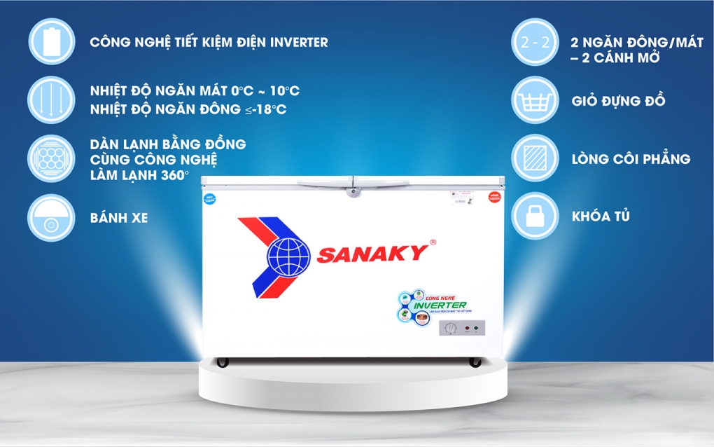 Tủ đông Sanaky Inverter 260 lít VH-3699W3