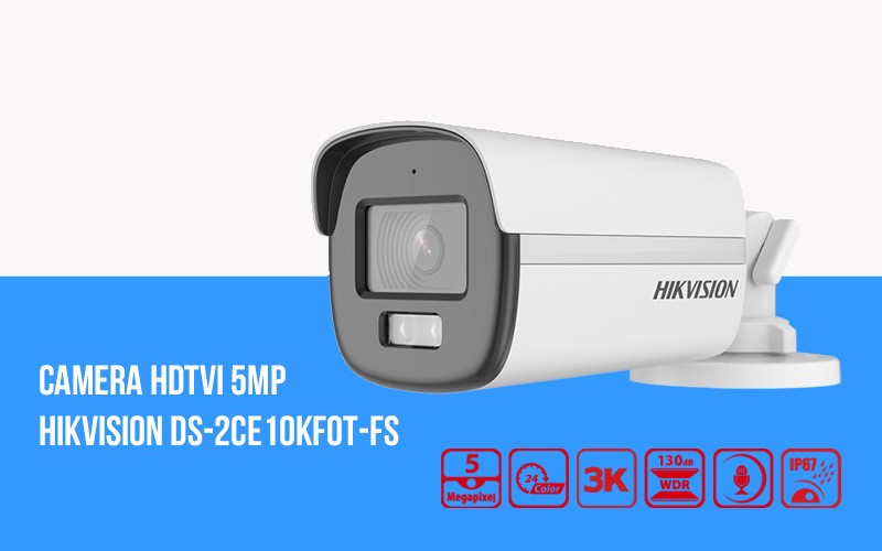 Camera HDTVI 5MP Hikvision DS-2CE10KF0T-FS Có Màu Ban Đêm