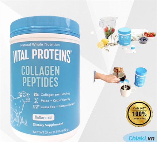 Bột Collagen Của Mỹ Vital Proteins Collagen Peptides Unflavored, 20 OZ