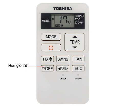 Cách cài đặt hẹn giờ tắt trên điều khiển điều hòa Toshiba