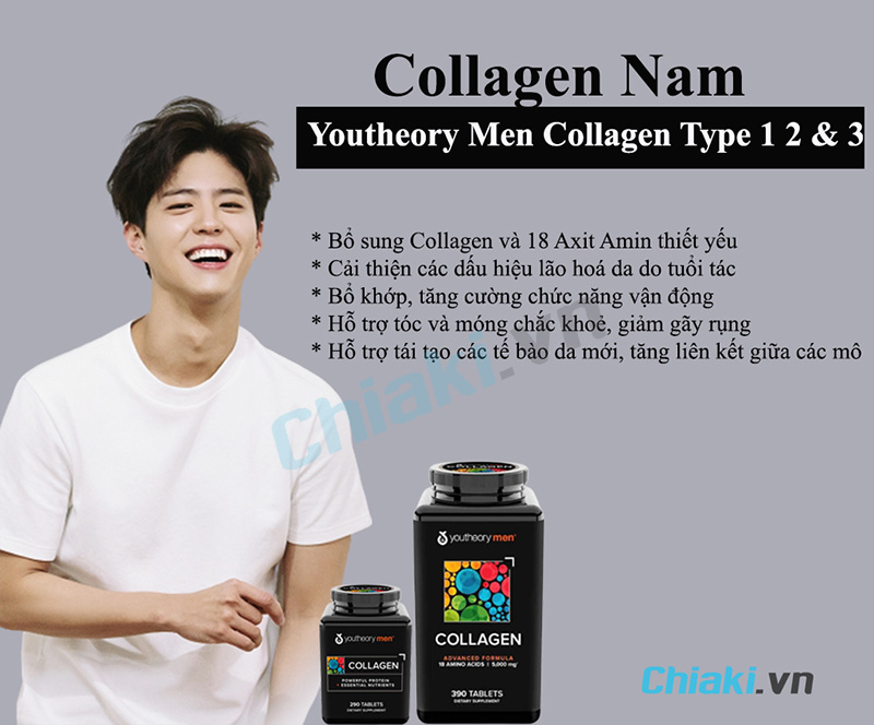 Công dụng của Collagen cho nam Youtheory Men Collagen 390 viên