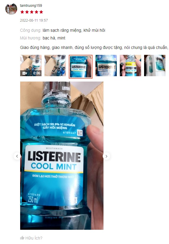 Đánh giá nước súc miệng Listerine Cool Mint