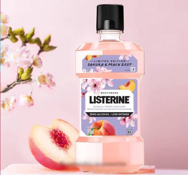 Nước súc miệng Listerine Thái Lan Sakura & Peach Zest hương đào