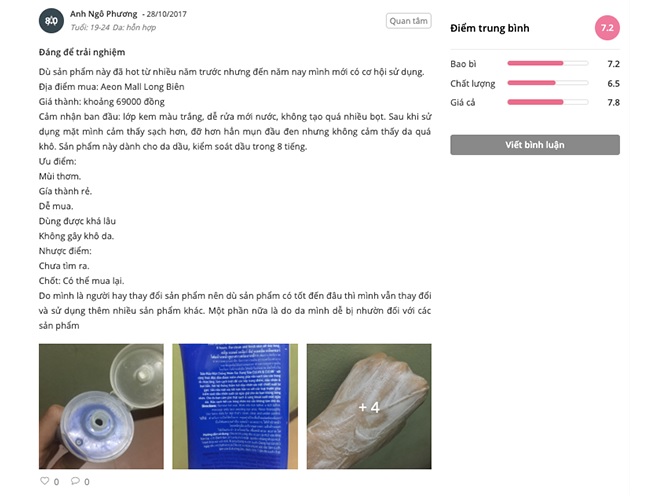 Review sữa rửa mặt Clean & Clear từ người sử dụng