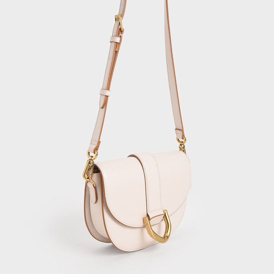 Leather satchel CHARLES & KEITH Pink in Leather - 27046860