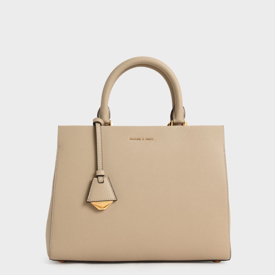 Túi Xách Charles & Keith Large Double Handle Bag - Sand