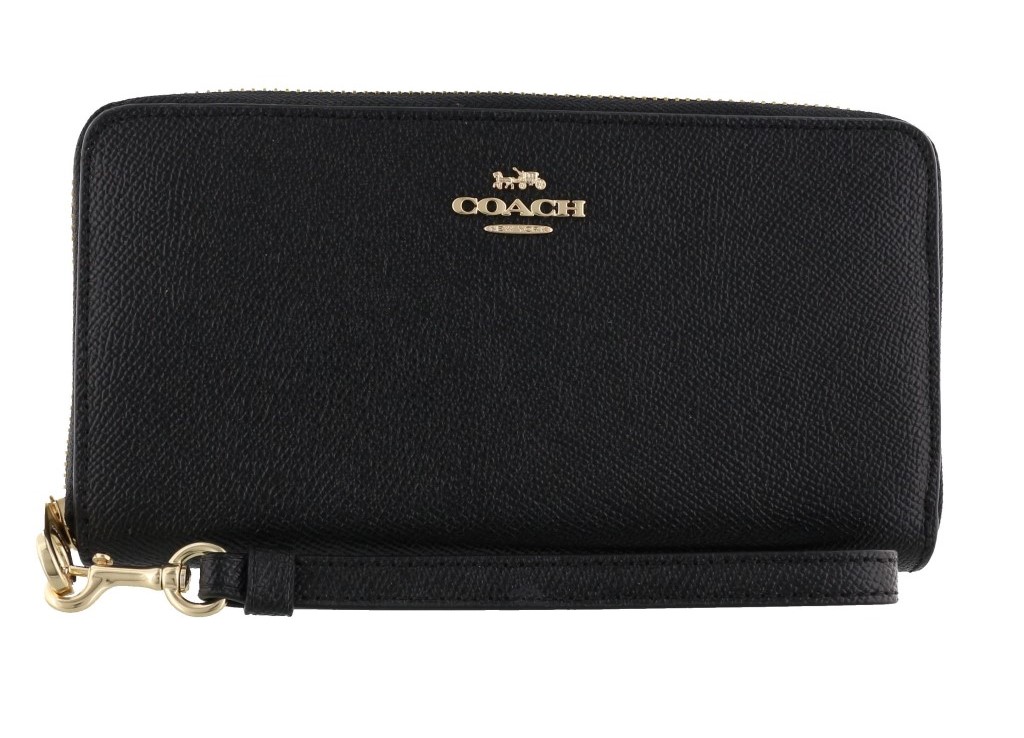 Ví Coach Long Zip Around Wallet In Pebbled Leather Gold/Midnight