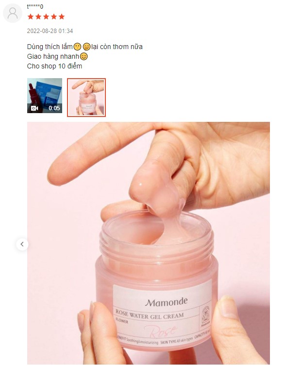 Review kem dưỡng ẩm Mamonde Rose Water Gel Cream
