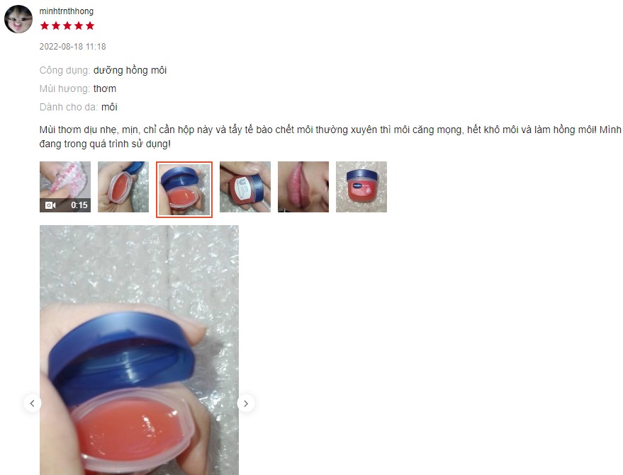 Review Tẩy tế bào chết môi Vaseline Lip Therapy từ người đã sử dụng