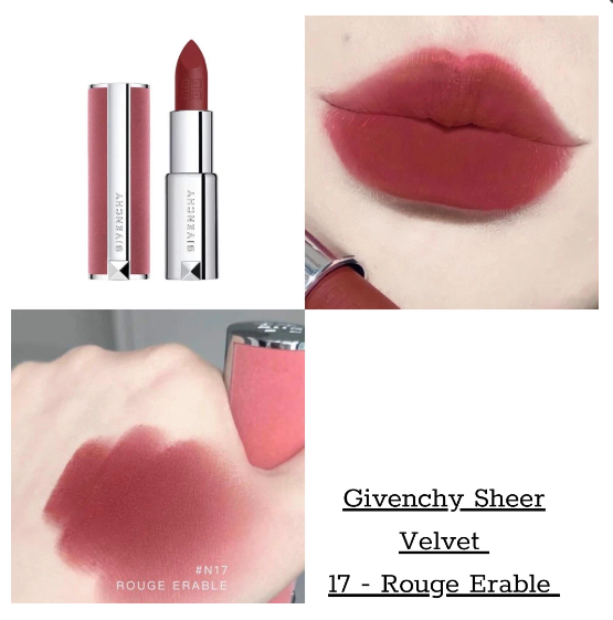 Son Givenchy Le Rouge Sheer Velvet 17 Rouge Érable Đỏ Hồng Đất