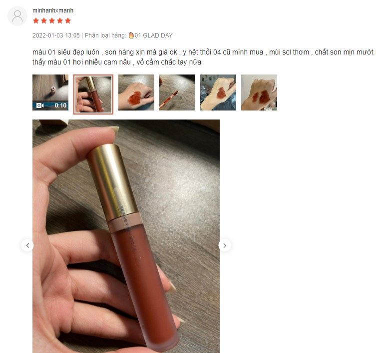 Review Son Hàn Quốc Gilaa Long Wear Lip Cream