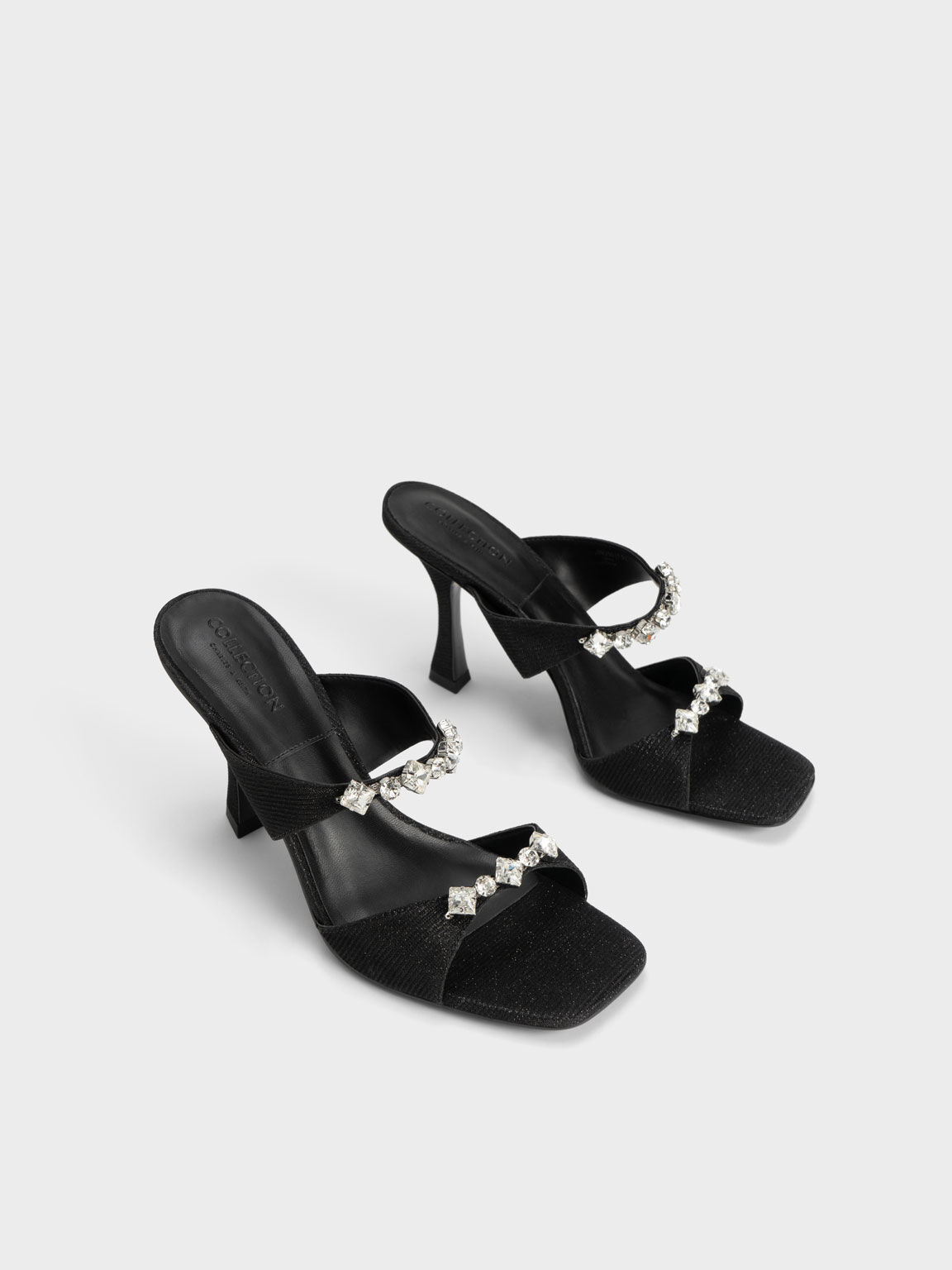 Dép Sandal Charles u0026 Keith Đính Đá SL1-60280420 Màu Đen