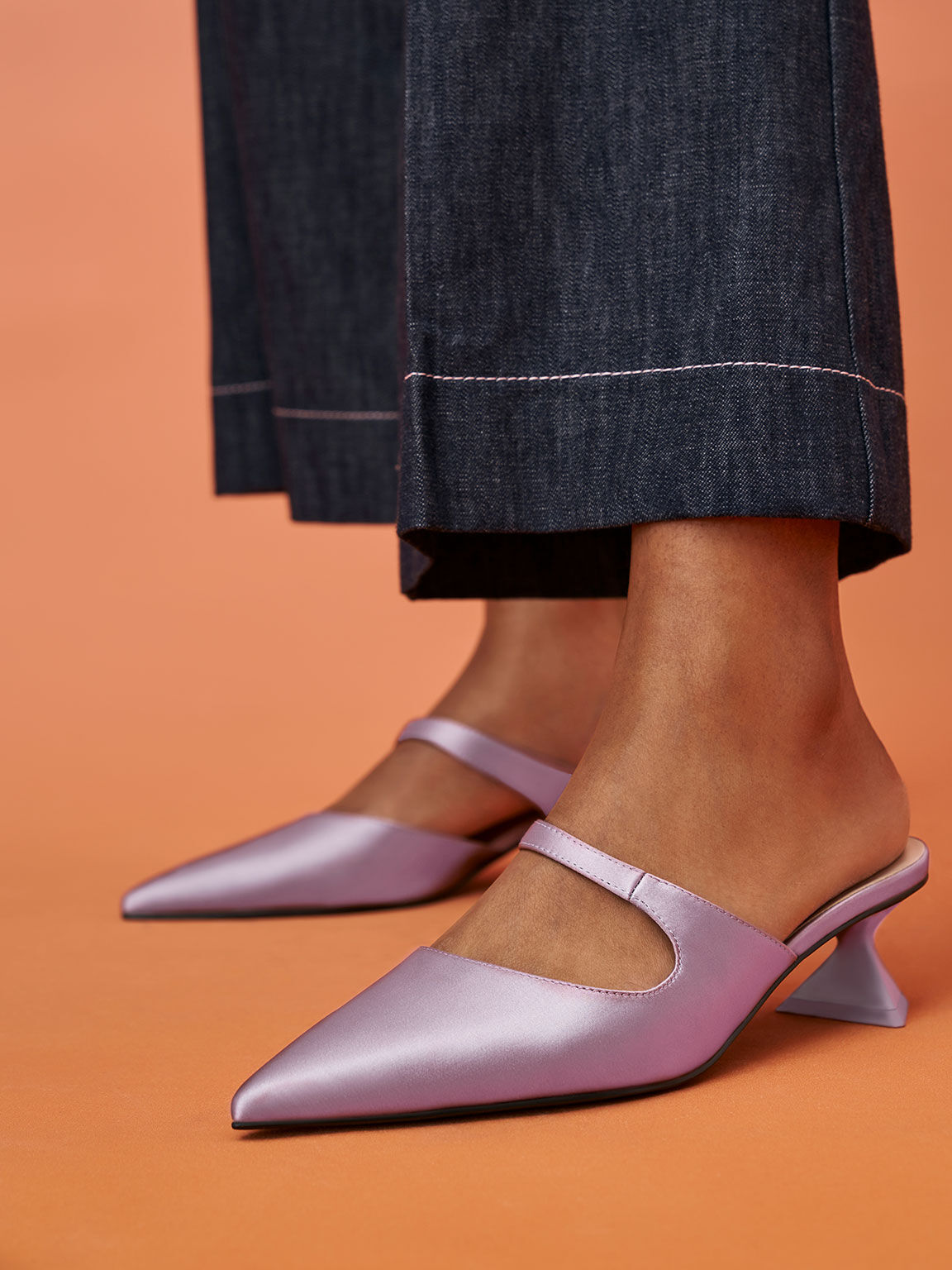 Giày Cao Gót Charles u0026 Keith Asymmetric Sculptural Heel Pumps CK1-61720118  Lilac