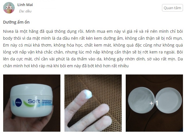 Review kem dưỡng ẩm Nivea cho da dầu mụn từ người sử dụng