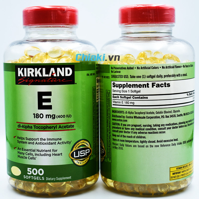 Thành phần chính của Kirkland Vitamin E 400 IU
