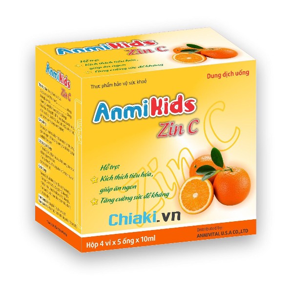 vitamin C dạng ống cho bé, AnmiKids Zin C bổ sung vitamin C và kẽm 