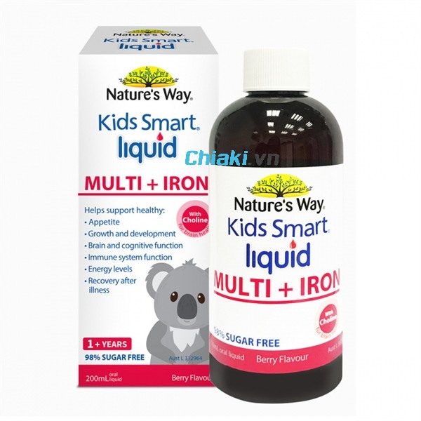 vitamin tổng hợp cho bé của Úc Nature's Way Kids Smart Multi Iron Liquid 