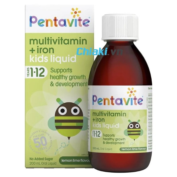 vitamin tổng hợp cho bé của Úc Pentavite Multivitamin + Iron Kid Liquid 