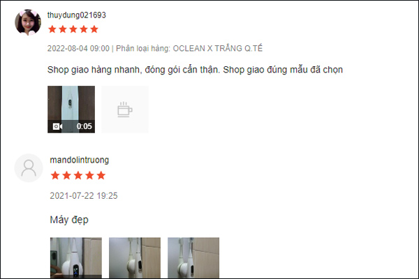 feedback bàn chải điện Xiaomi của khách hàng