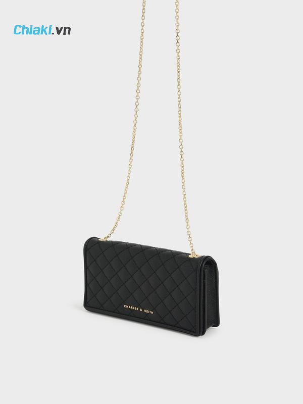 Túi dây xích Charles & Keith Quilted Pouch – Black