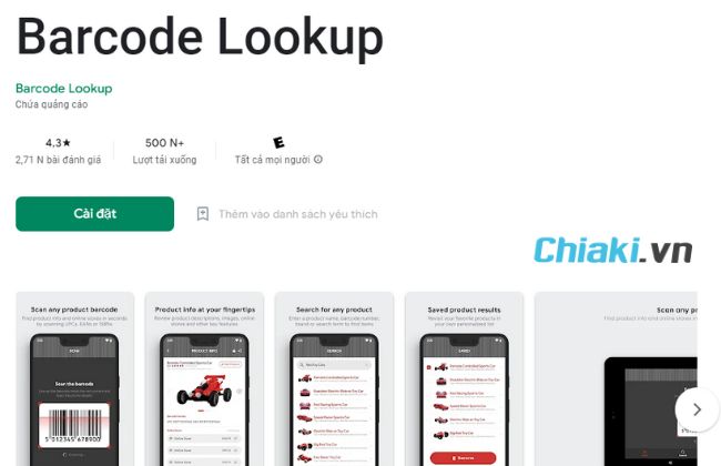 Ứng dụng quét mã vạch miễn phí Barcode Lookup