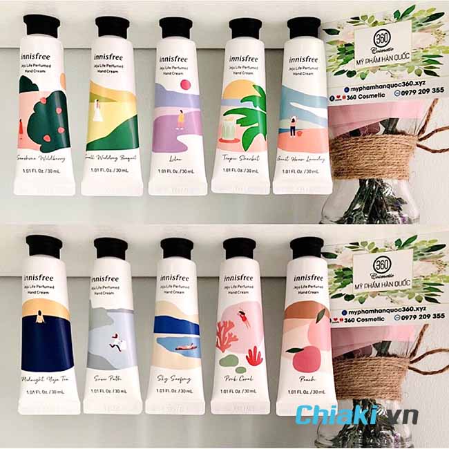 Kem chăm sóc tay Nước Hàn Innisfree với 10 mùi thơm tự động nhiên