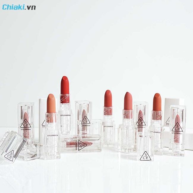 Bảng màu 3CE thỏi Soft Matte Lipstick có chất lì mịn