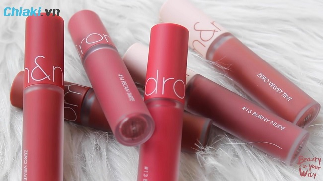 dòng son kem lì Romand Zero Velvet Tint bảng màu là dòng son kem