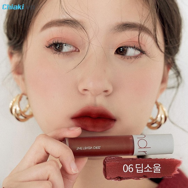 Bảng màu son kem lì Romand Zero Velvet Tint được swatch trên tay