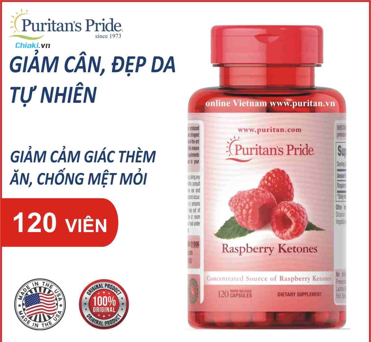 Viên uống giảm cân Puritan's Pride Raspberry Ketones 100mg