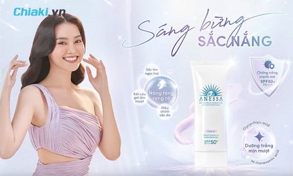 Kem chống nắng nóng chăm sóc White domain authority mặt mũi của Nhật Anessa Whitening UV Sunscreen Gel