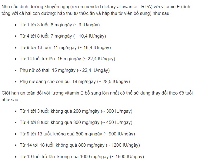 Cách uống vitamin E đúng cách